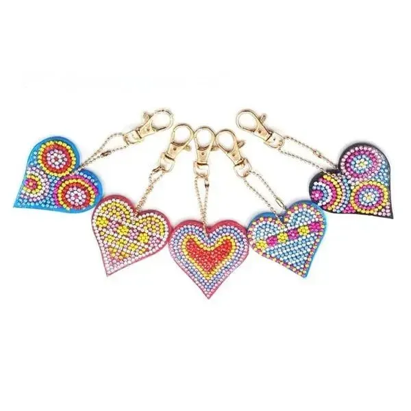 Pendentifs Cœur Diamond Painting colorés - Lot de 5 pièces à personnaliser
