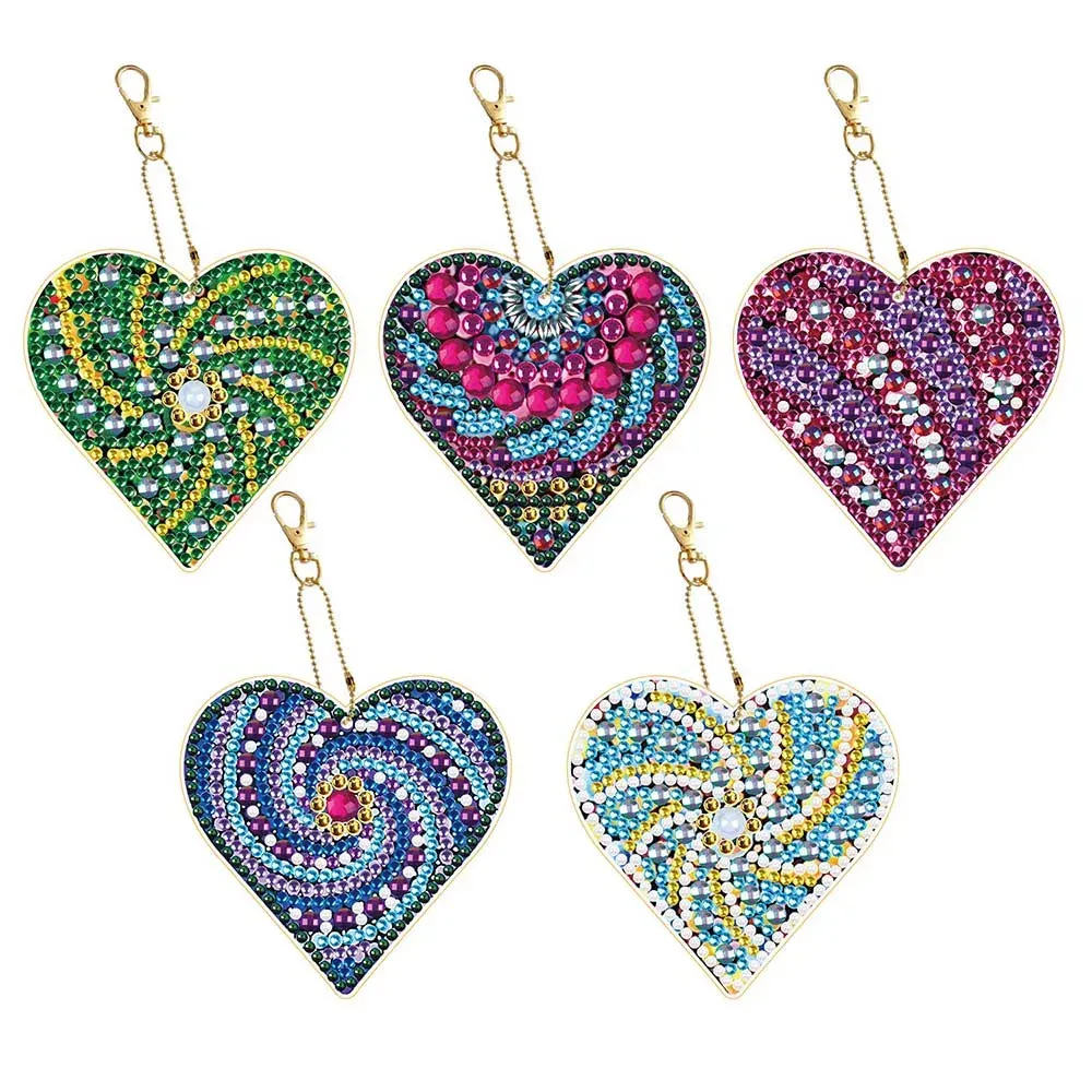 Ensemble de 5 pendentifs cœur pour diamond painting à personnaliser - 5