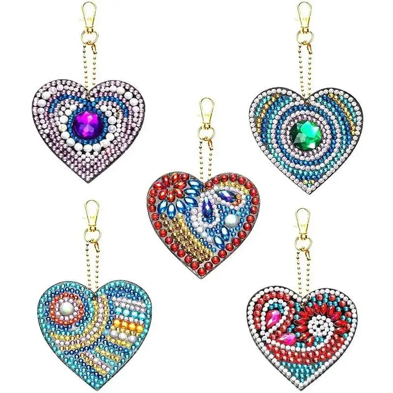 Pendentifs cœur diamond painting - Ensemble de 5 pièces à personnaliser