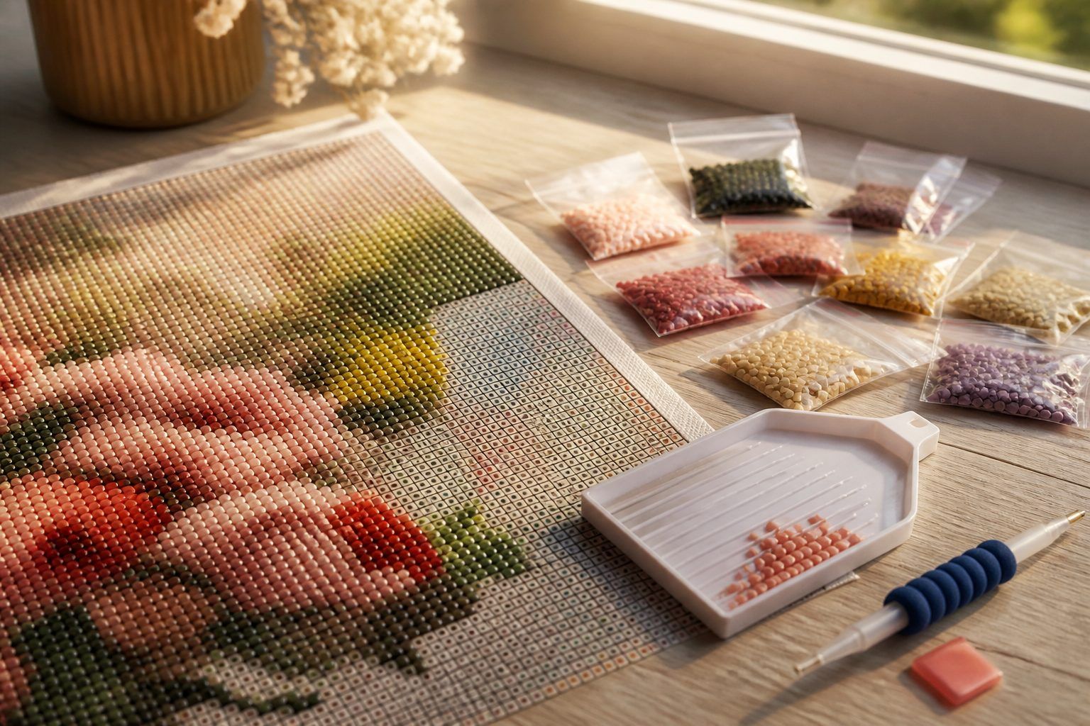 Code couleur, sachet de diamant painting et perles de remplacement