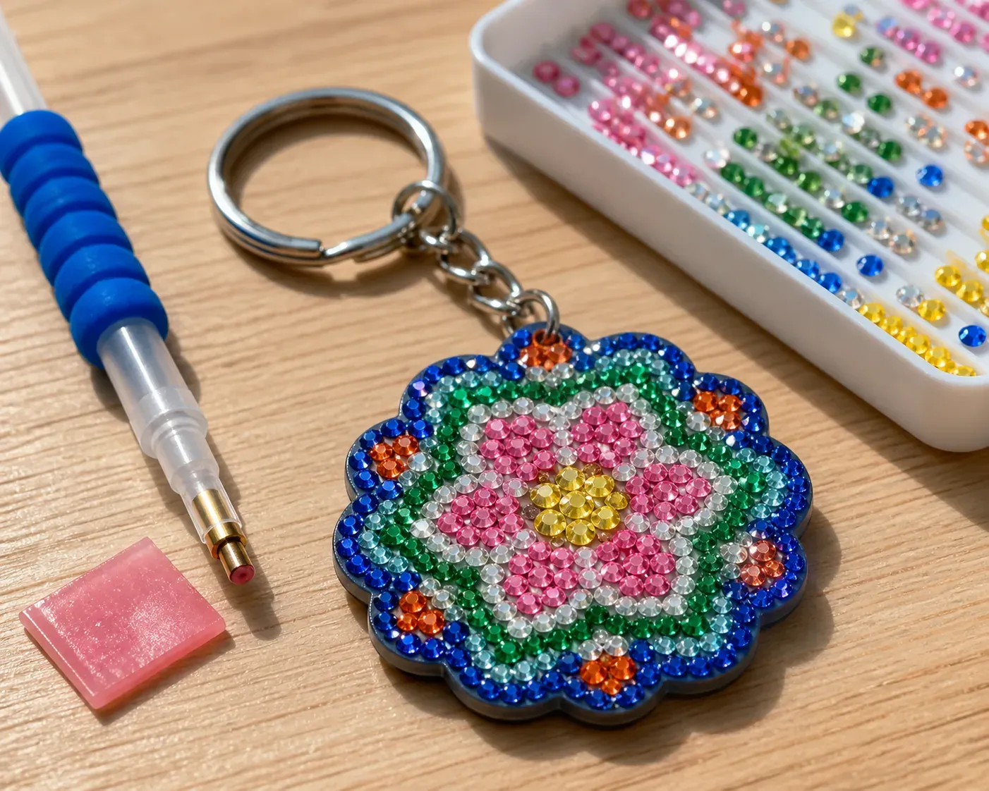 Le porte-clé diamond painting se réalise en trois gestes