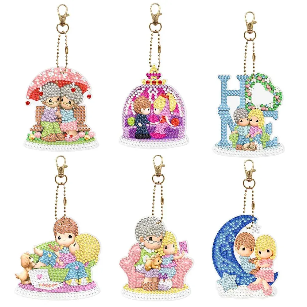 Porte-Clés Diamond Painting Amour - 6 Pièces à Broder en Résine
