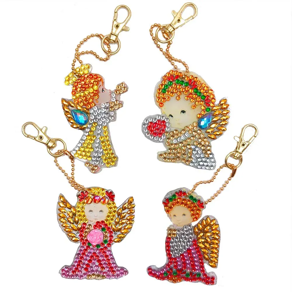 Porte-clés Diamond Painting Ange - 4 pièces élégantes à personnaliser