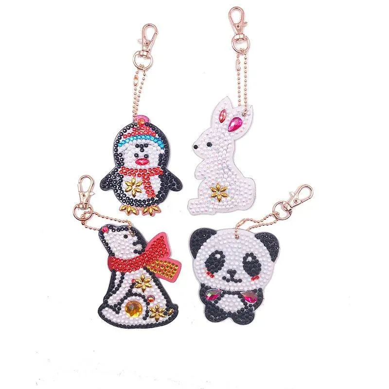 Porte-clés diamond painting animaux cartoon - Décoration ludique et colorée