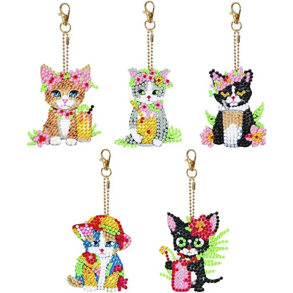 Porte-Clés Diamond Painting Chats - 5 pièces