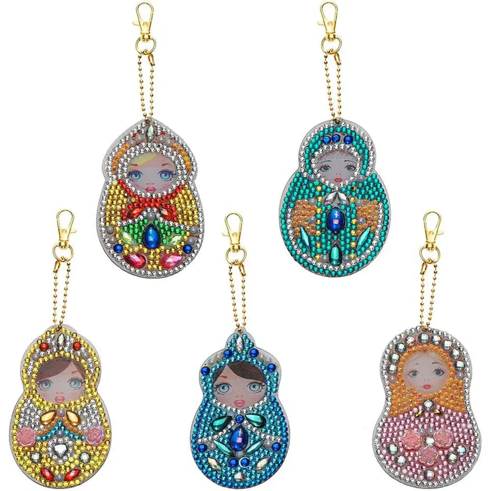 Porte-clés Diamond Painting 5D - Matryoshka élégante et colorée