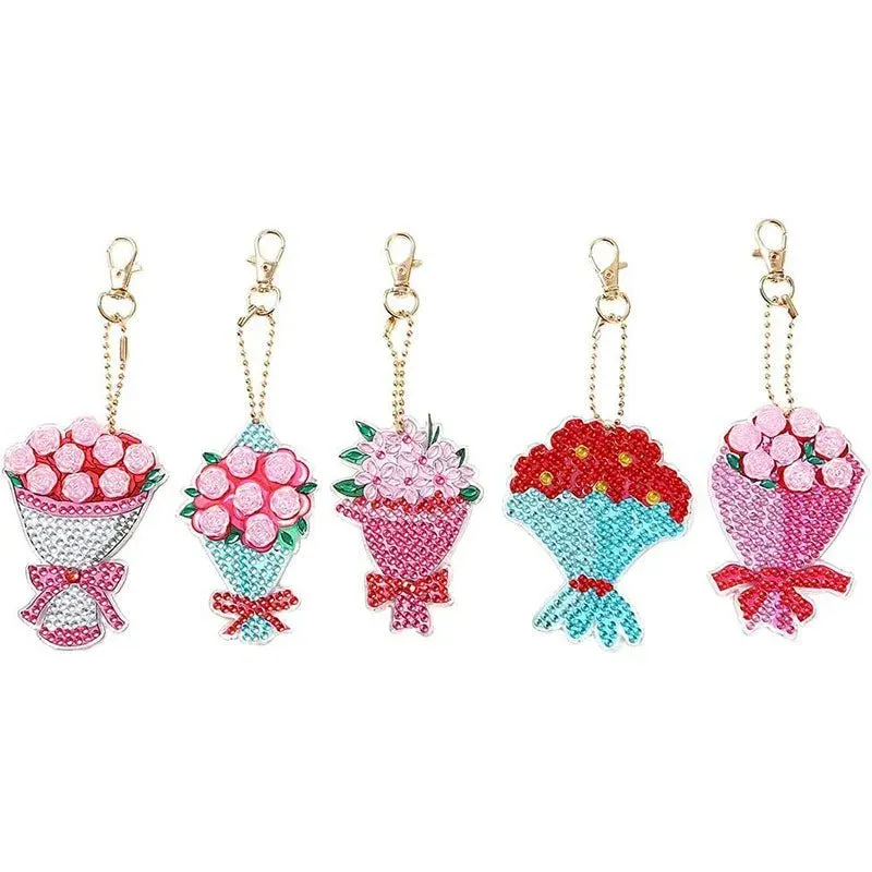 Porte-Clés Diamond Painting Bouquet de Fleurs - Mille Facettes