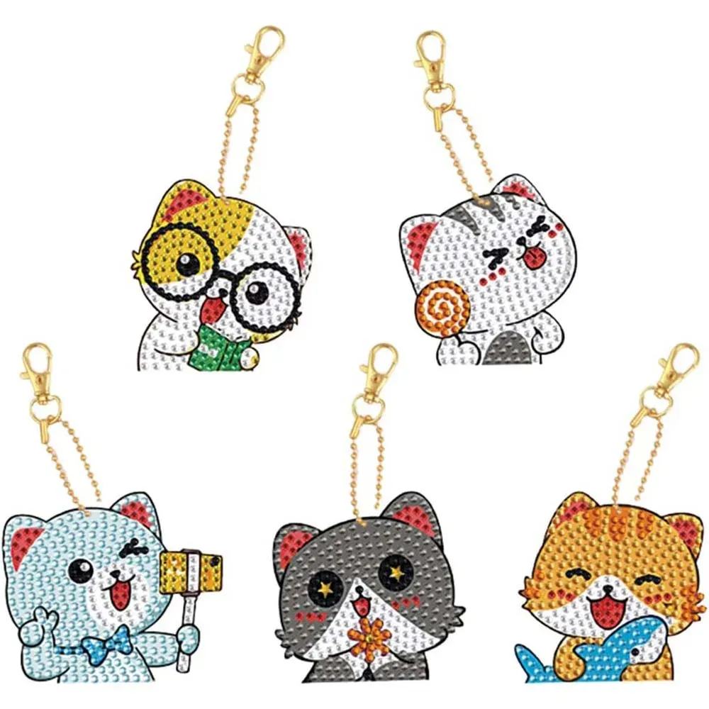 Porte-Clés Diamond Painting Chats - 5 pièces décoratives