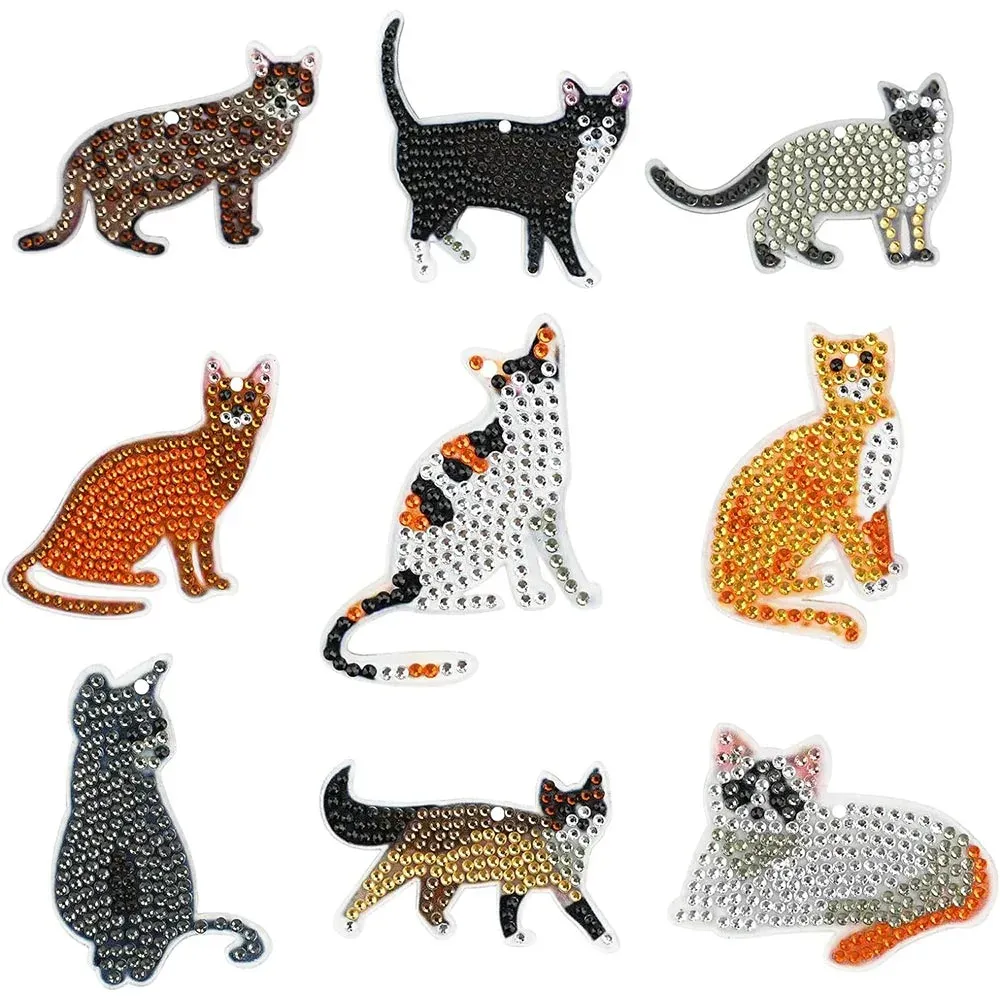 Porte-clés Diamond Painting Chats - 9 pendentifs à personnaliser
