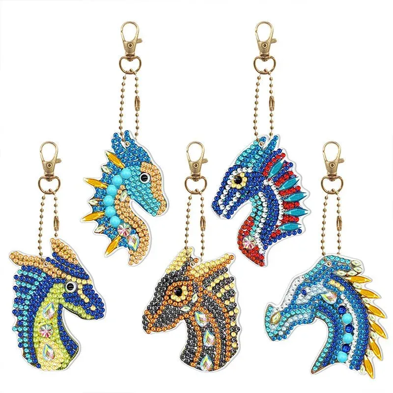Porte-clés Diamond Painting Dragon - 5 pièces à personnaliser
