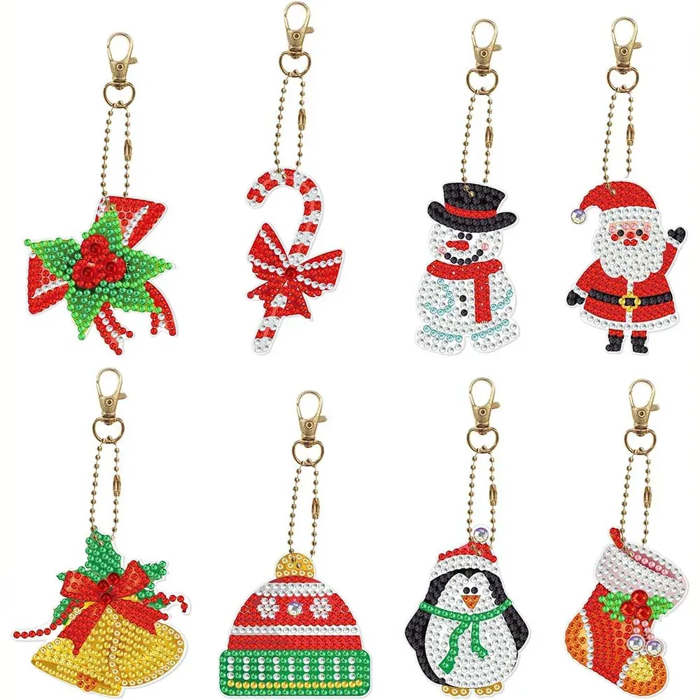 Porte-clés Noël Diamond Painting - 8 pendentifs décoratifs festifs