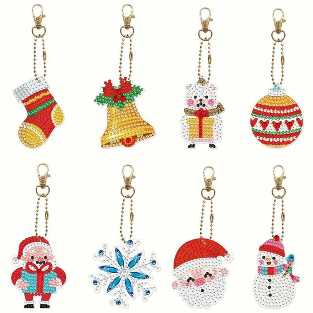 Porte-clés de Noël Diamond Painting 8 Pièces