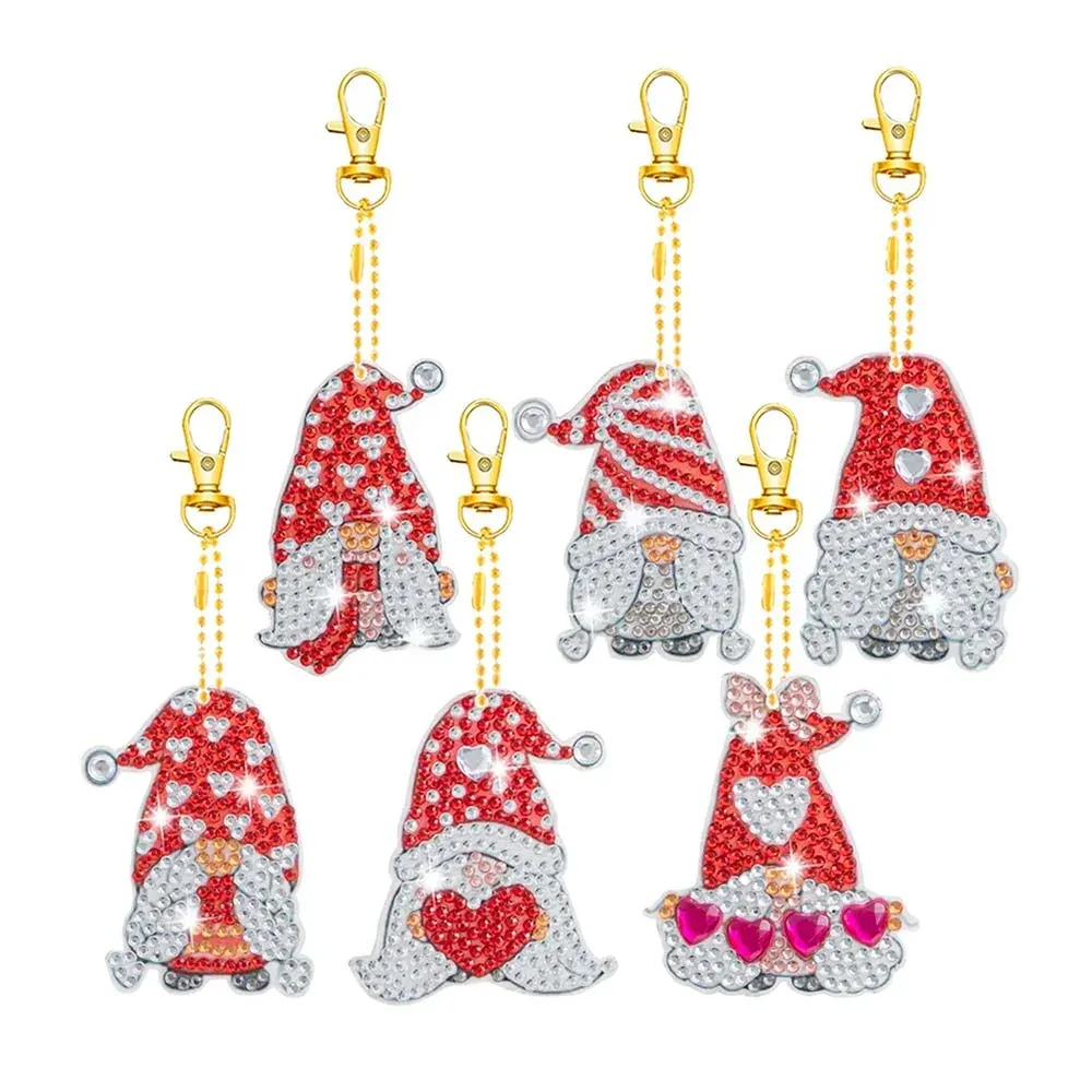 Porte-Clés Diamond Painting Gnome Rouge - Décoration Festive Éclatante