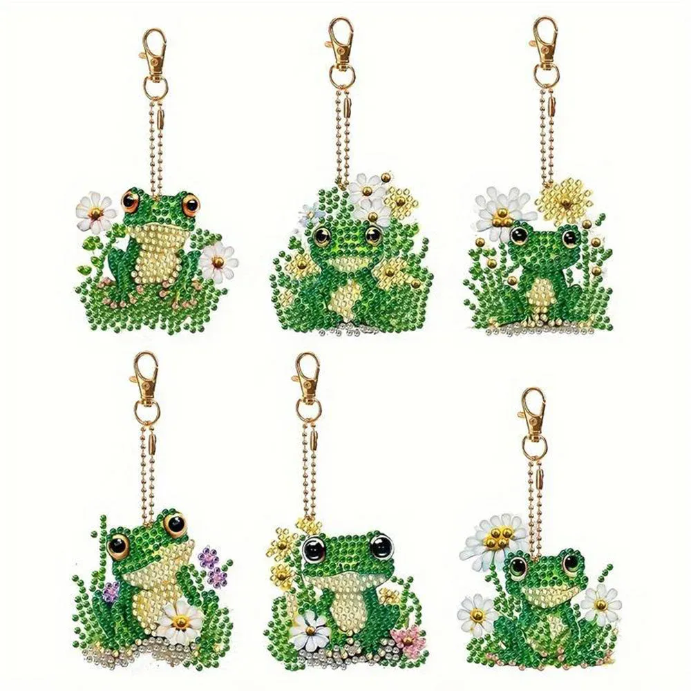 Porte-clés Diamond Painting Grenouilles - 6 pièces à personnaliser