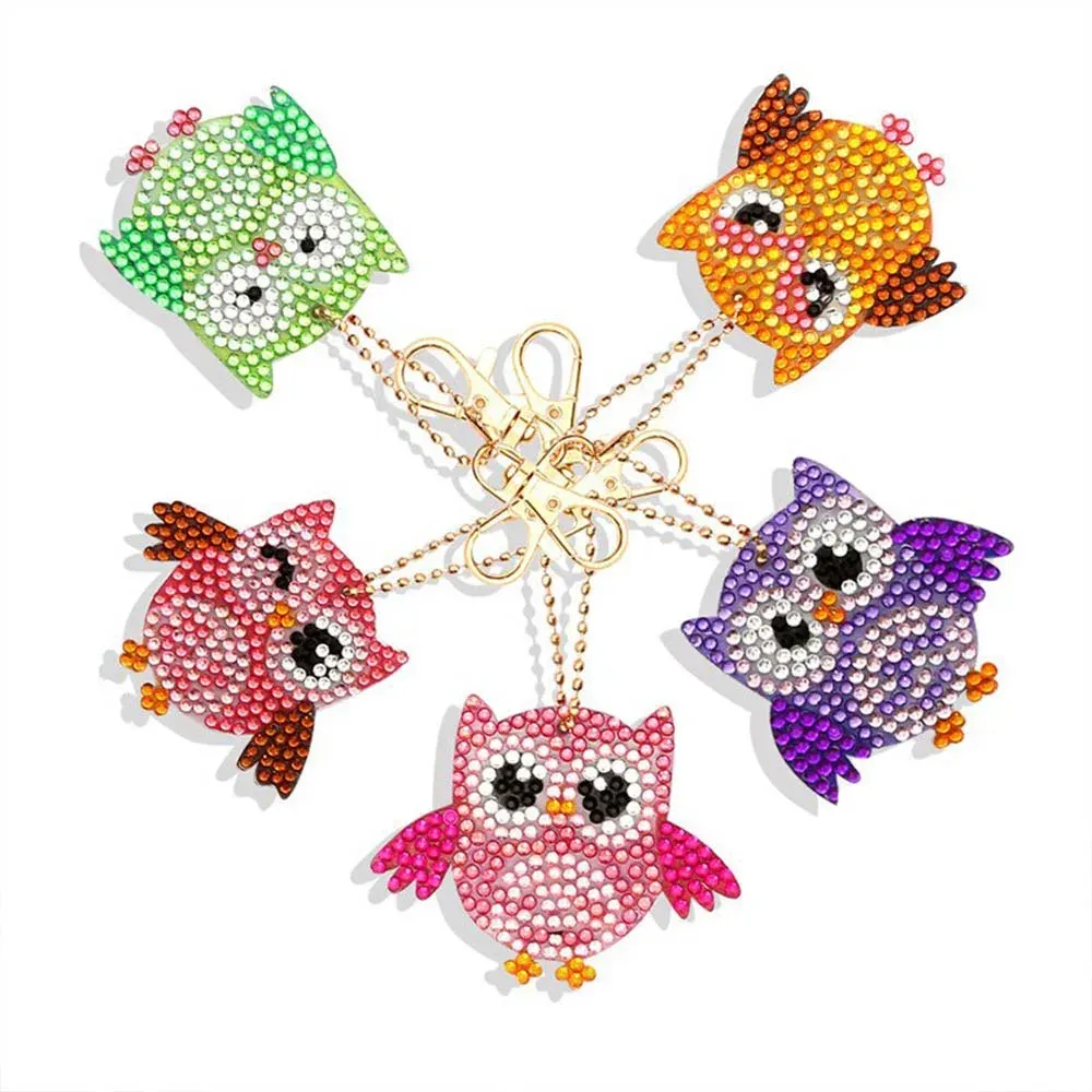 Porte-Clés Diamond Painting Hiboux - Set de 5 pièces