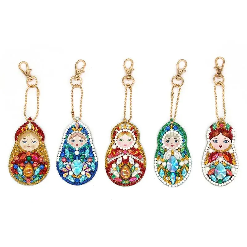 Porte-Clés Diamond Painting 5D - Charmant Motif Matryoshka à Personnaliser