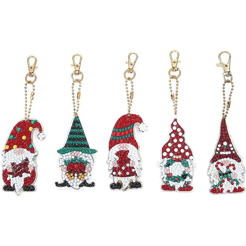 Porte-Clés Diamond Painting Nains - Décoration de Noël scintillante