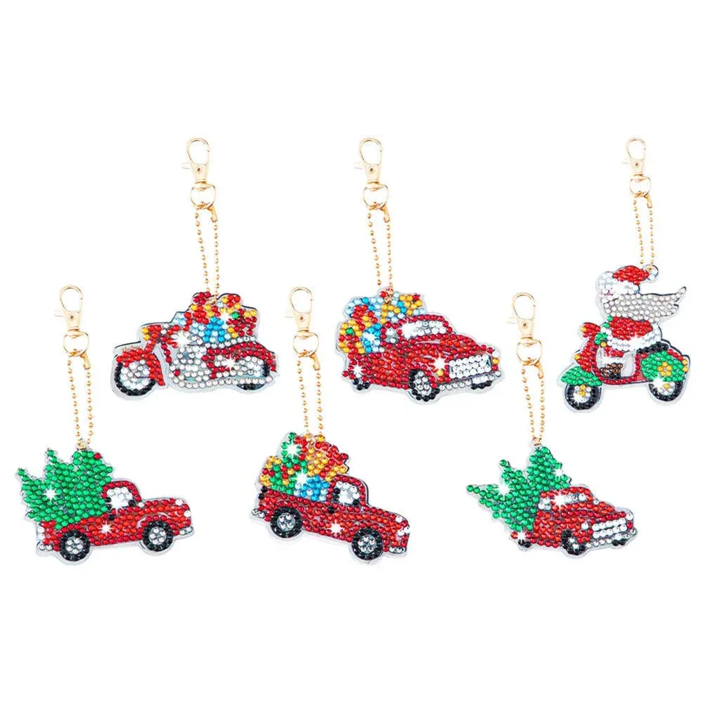 Porte-clés Noël Diamond Painting - 6 pendentifs festifs à personnaliser