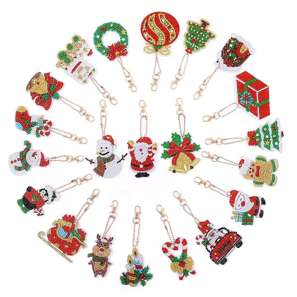 Porte-Clés Diamond Painting Noël - Décorations festives en 21 pièces