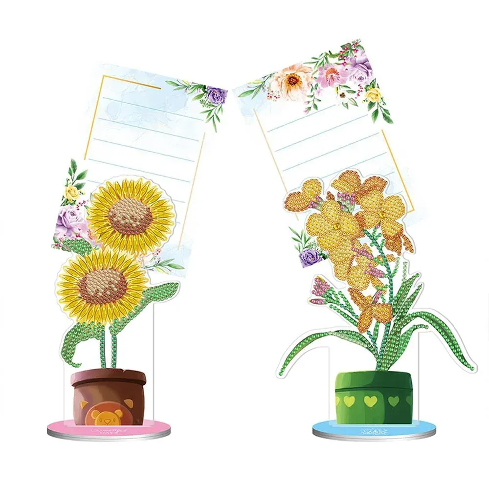 Porte-Note Diamond Painting - Set Fleurs pour Bureau Élégant
