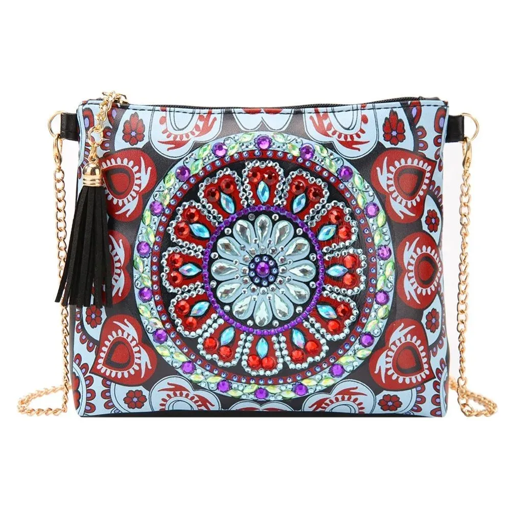 Sac à main Diamond Painting Mandala rouge foncé - Nouveauté créative