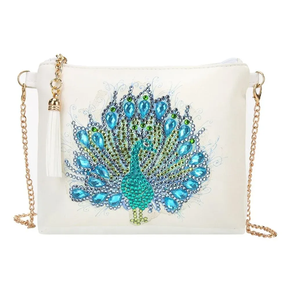 Sac à main Diamond Painting - Paon de Cristal, élégance scintillante