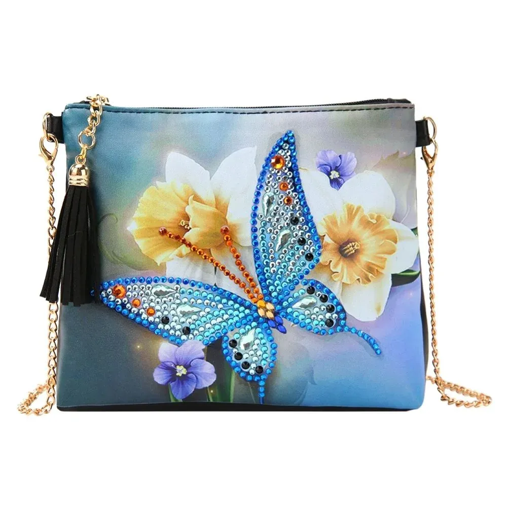 Sac à main Diamond Painting Papillon Azur et Jonquilles