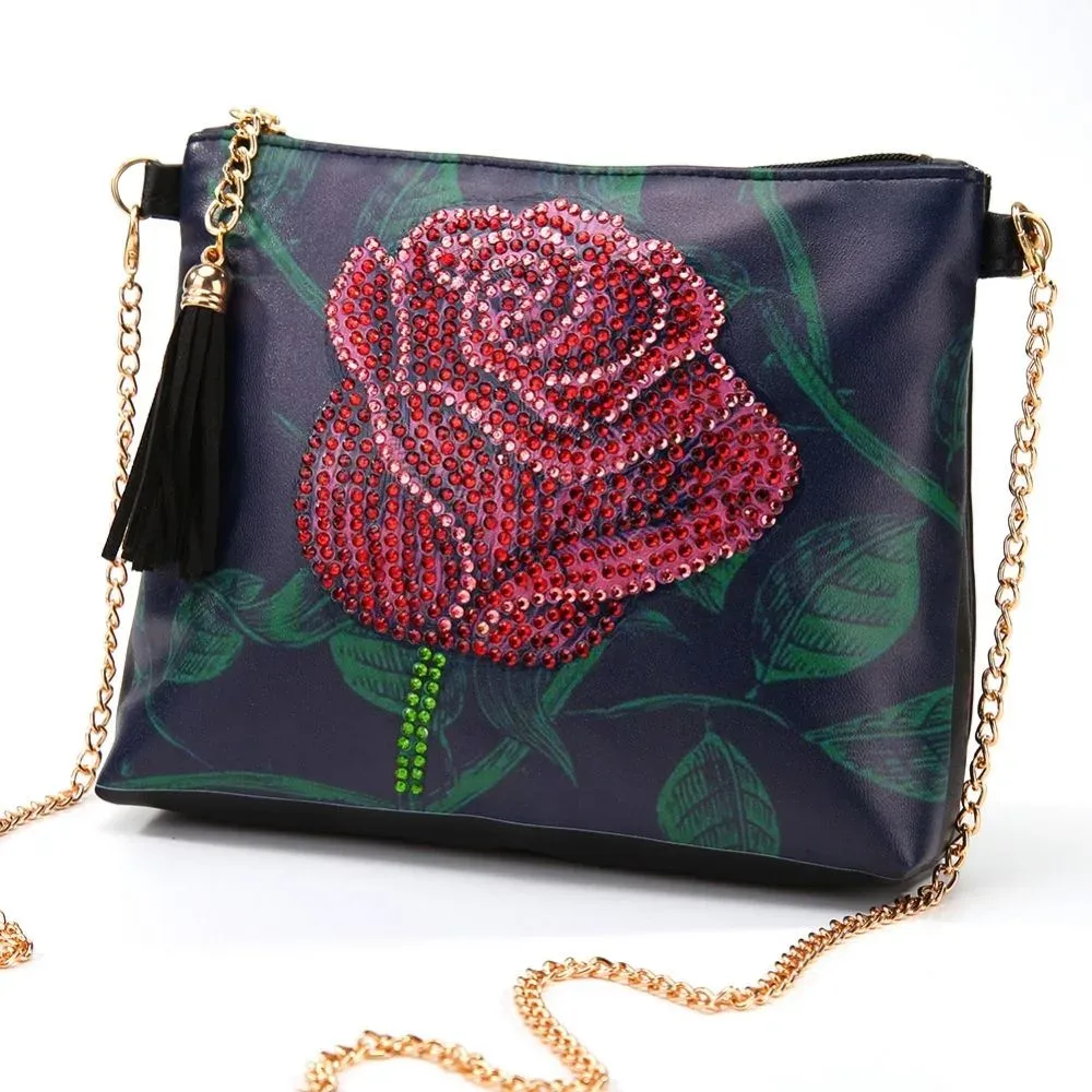 Sac à main Diamond Painting Rose de Minuit - Élégance nocturne