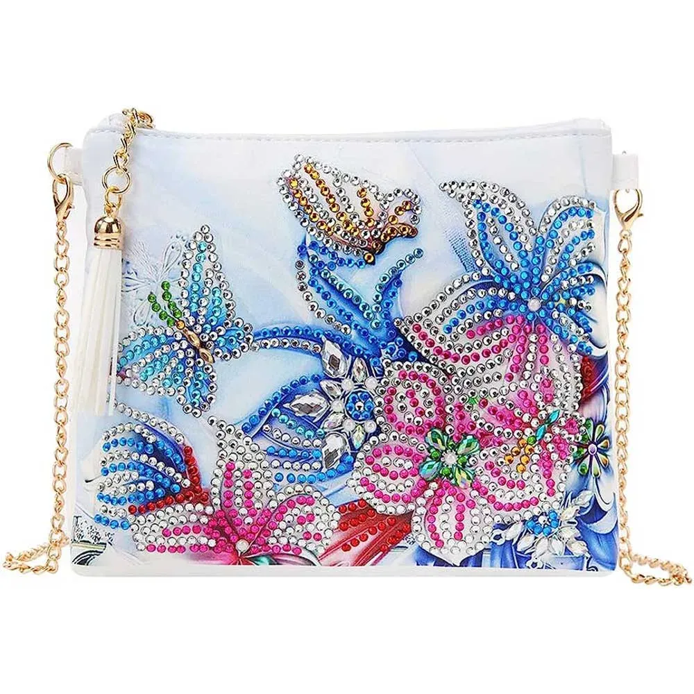 Sac à poignet pour broderie diamant motif Fleurs élégantes