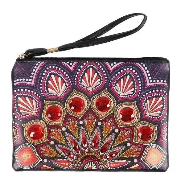 Sac à poignet Diamond Painting Paon Rouge pour broderie diamant