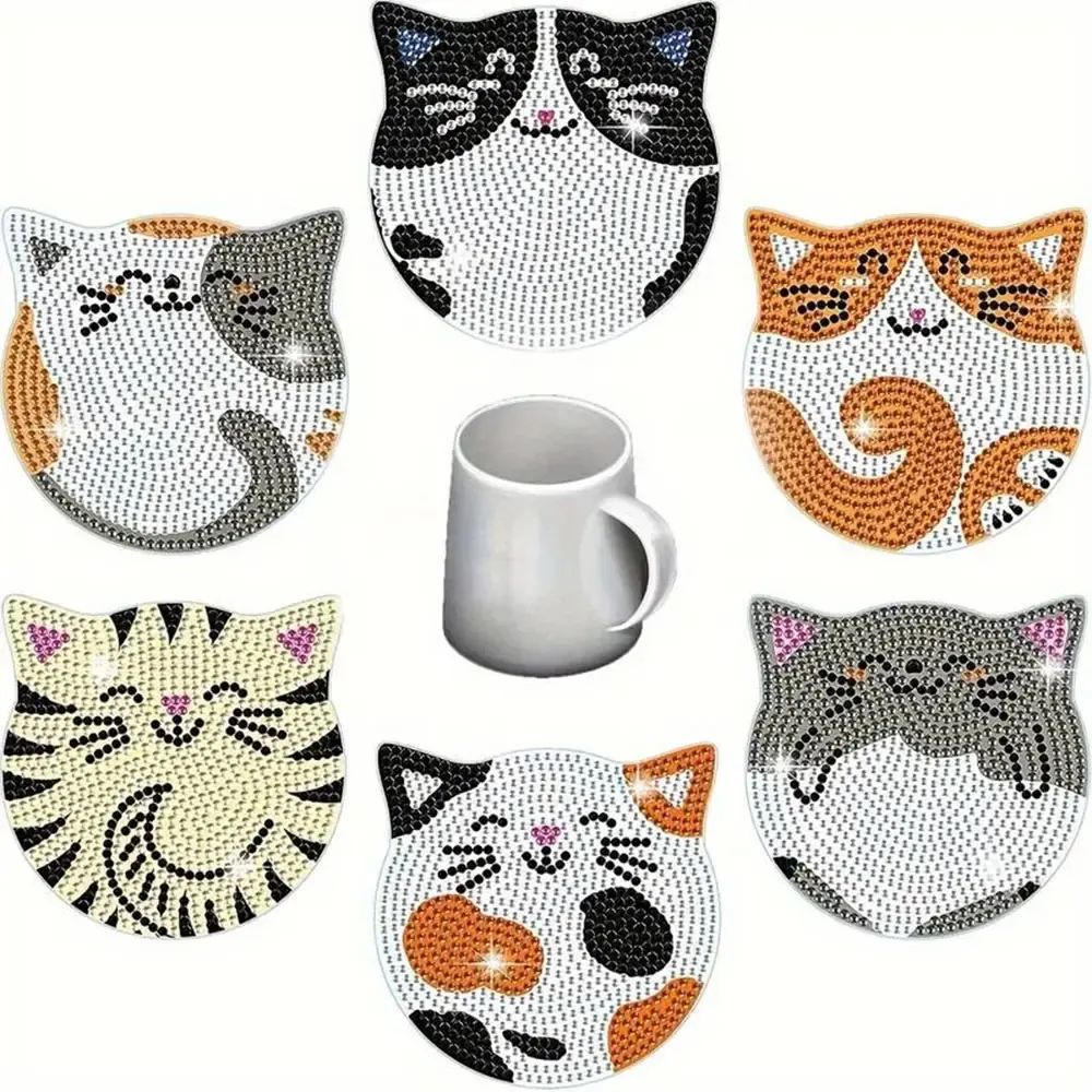 Sous-verre Diamond Painting 5D - Chats mignons - 10x10 cm