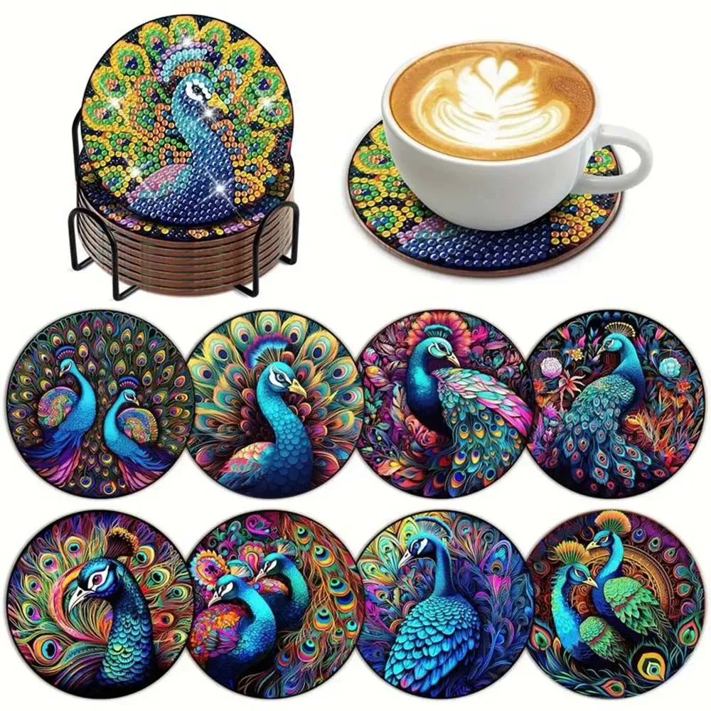 Sous-verre Diamond Painting Paon - Décoration élégante pour vos boissons