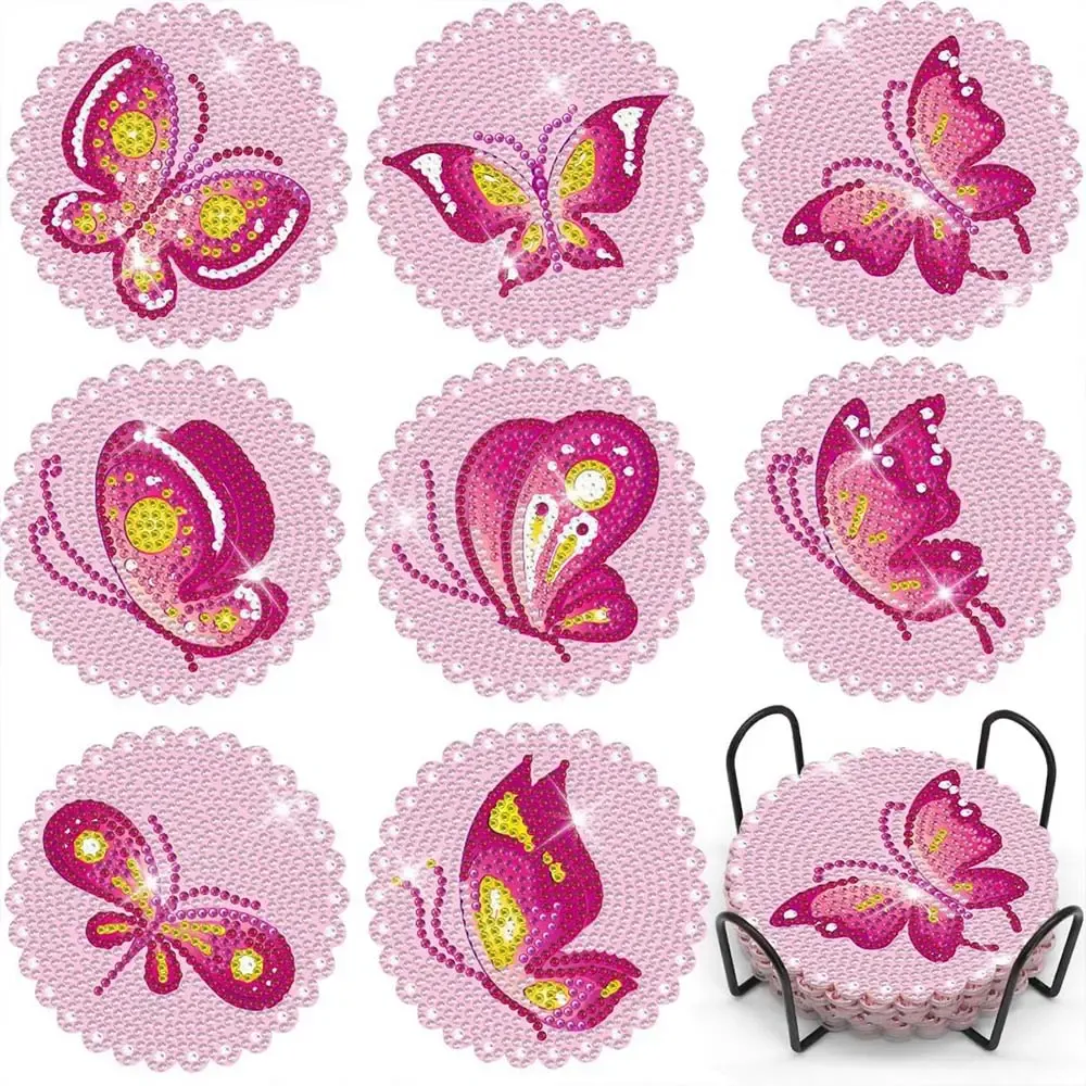 Sous-Verre Diamond Painting Papillons Roses - Décoration Élégante 5D