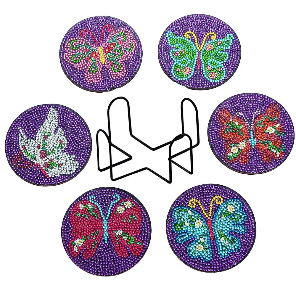 Sous-Verre Diamond Painting 5D Papillons Violets