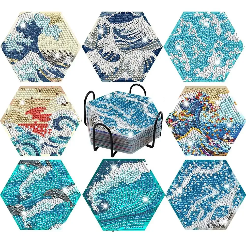 Sous-Verre Diamond Painting 5D Vagues d'Eau