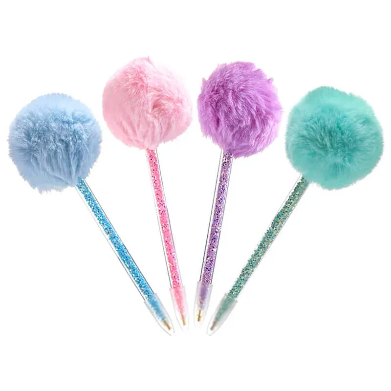 Stylo à paillettes 4 couleurs avec pompon pour diamond painting
