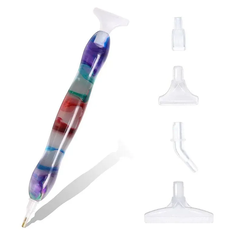 Stylo ergonomique violet et rouge pour diamond painting Mille Facettes