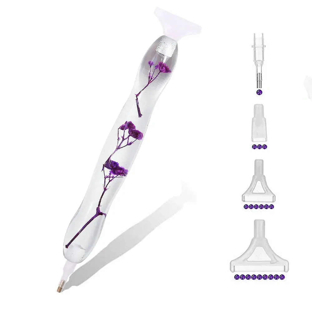 Stylo Premium Ergonomique Diamond Painting - Fleurs Violettes