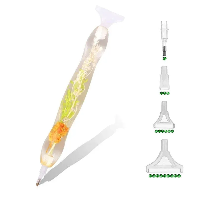 Stylo Premium Ergonomique Diamond Painting Plantes Vertes Orange