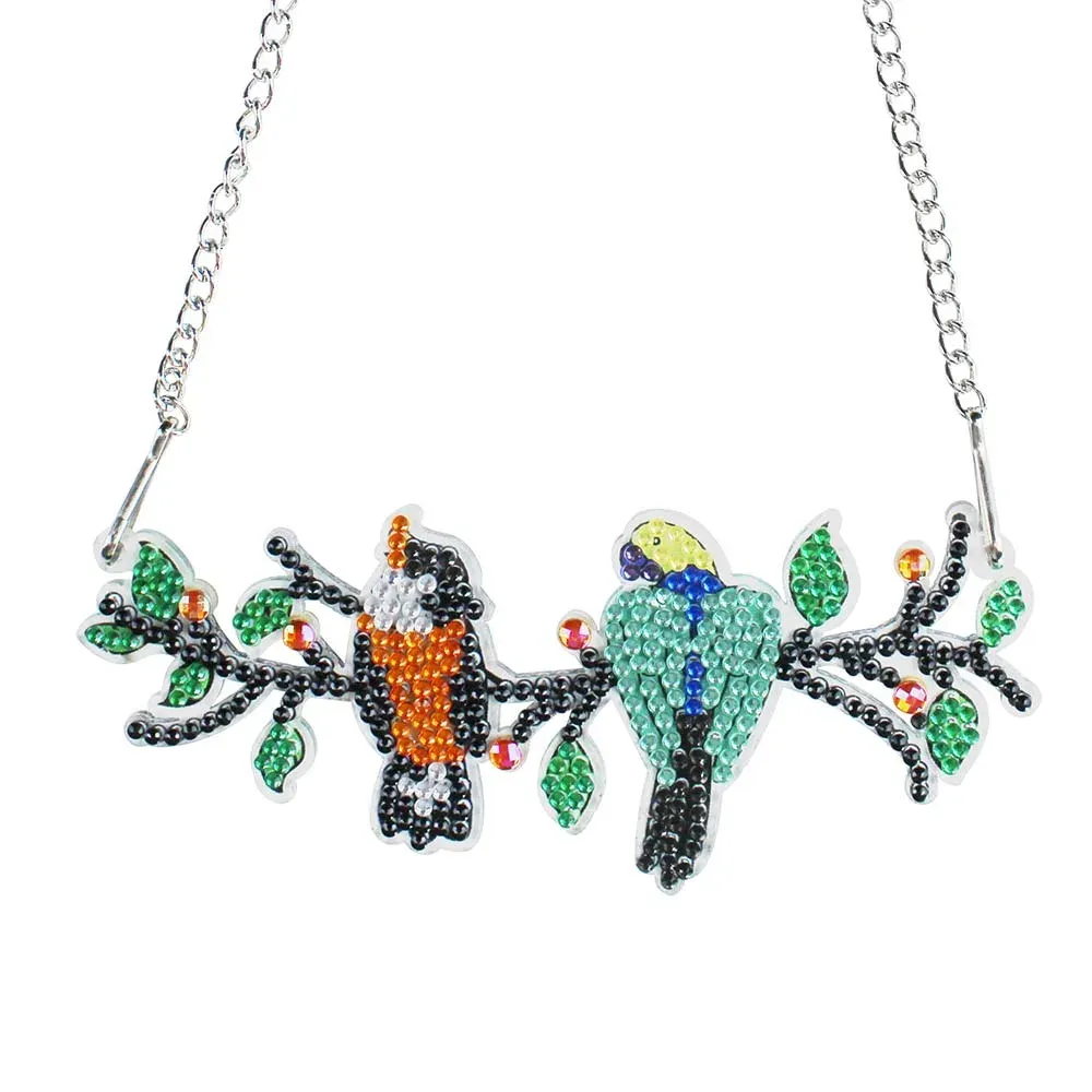 Suspension de porte diamond painting - Deux oiseaux en broderie diamant