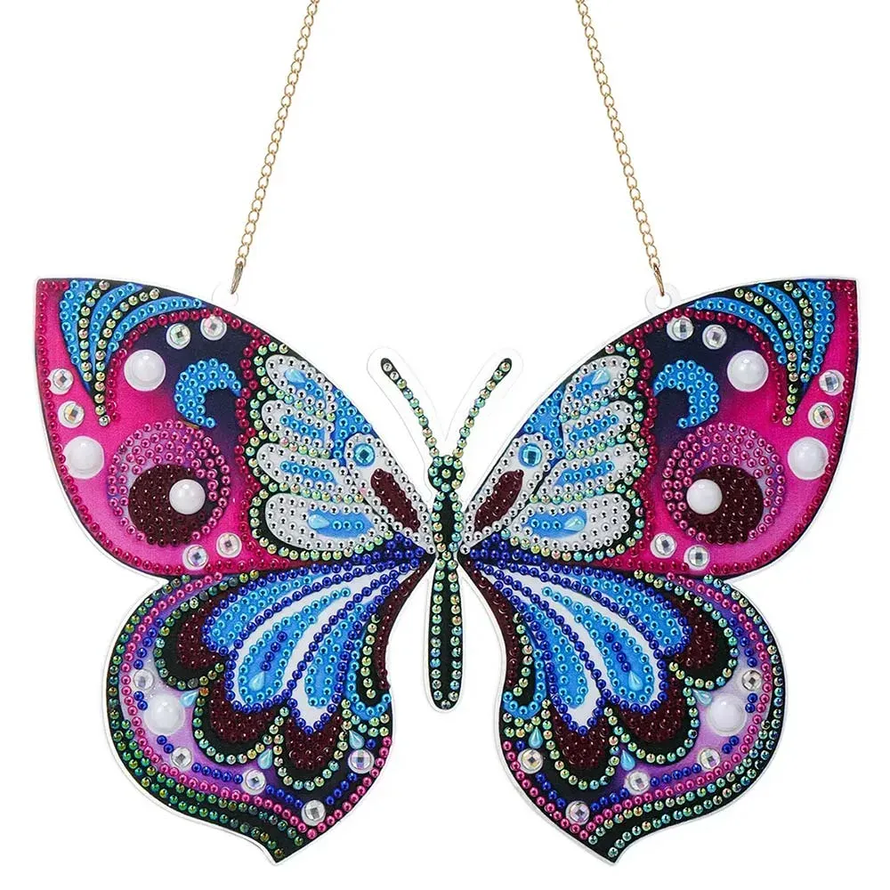Suspension de porte broderie diamant 5D - Papillon élégant