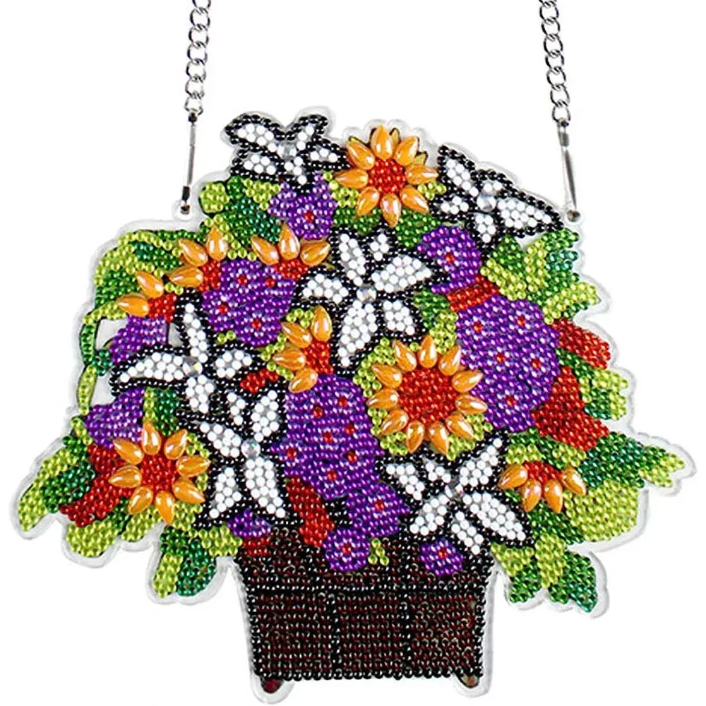 Suspension de porte diamond painting Pot de Fleurs élégant