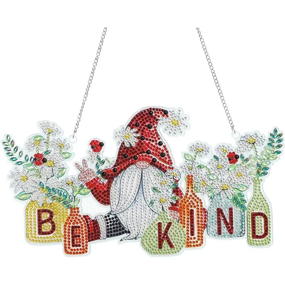 Suspension de porte broderie diamant - Gnome Soyez Gentil