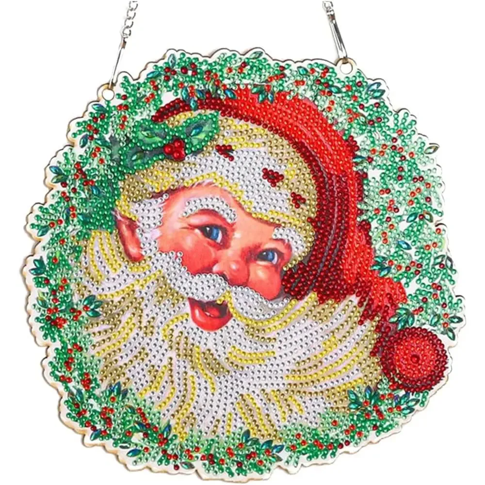 Suspension de porte Père Noël - Décoration broderie diamant scintillante