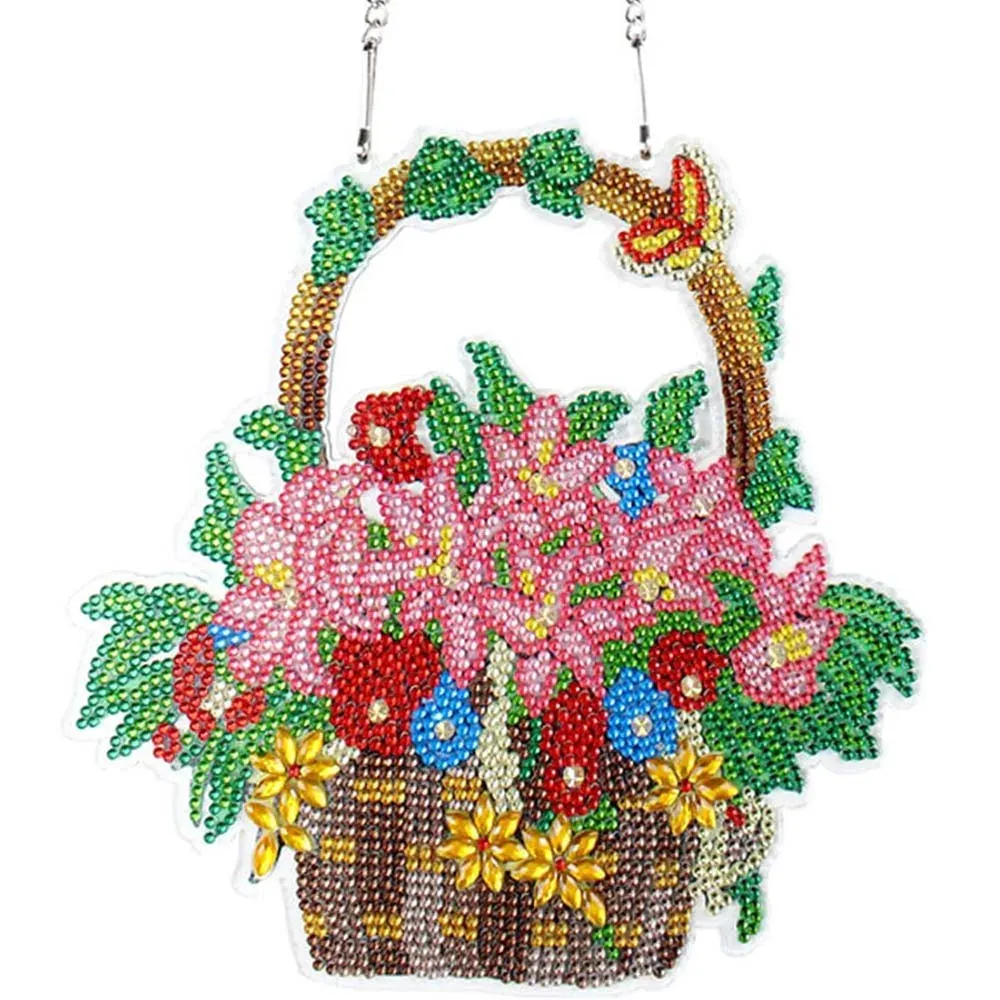 Suspension de porte Pot de Fleurs en broderie diamant 5D