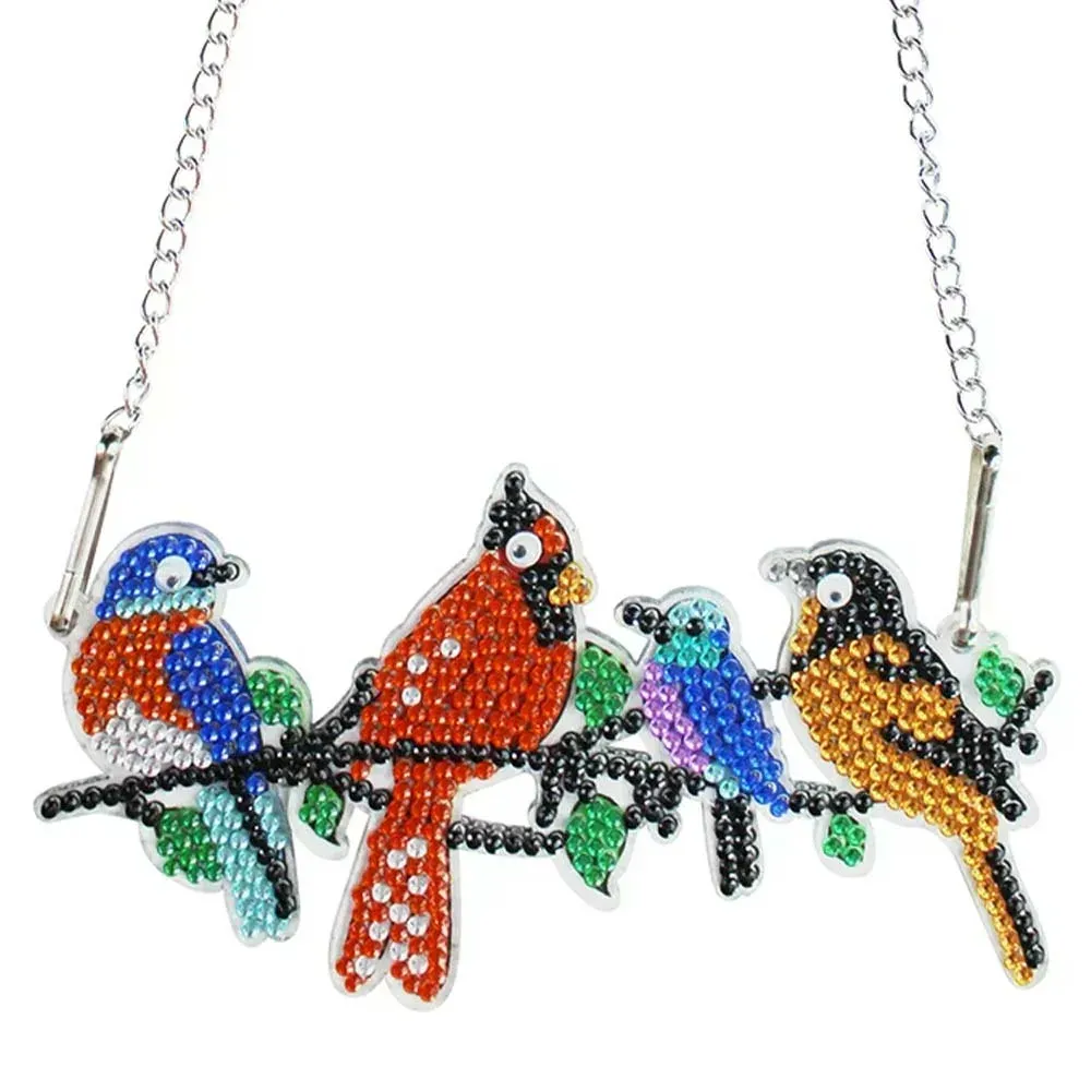 Suspension de porte diamond painting Quatre Oiseaux élégants