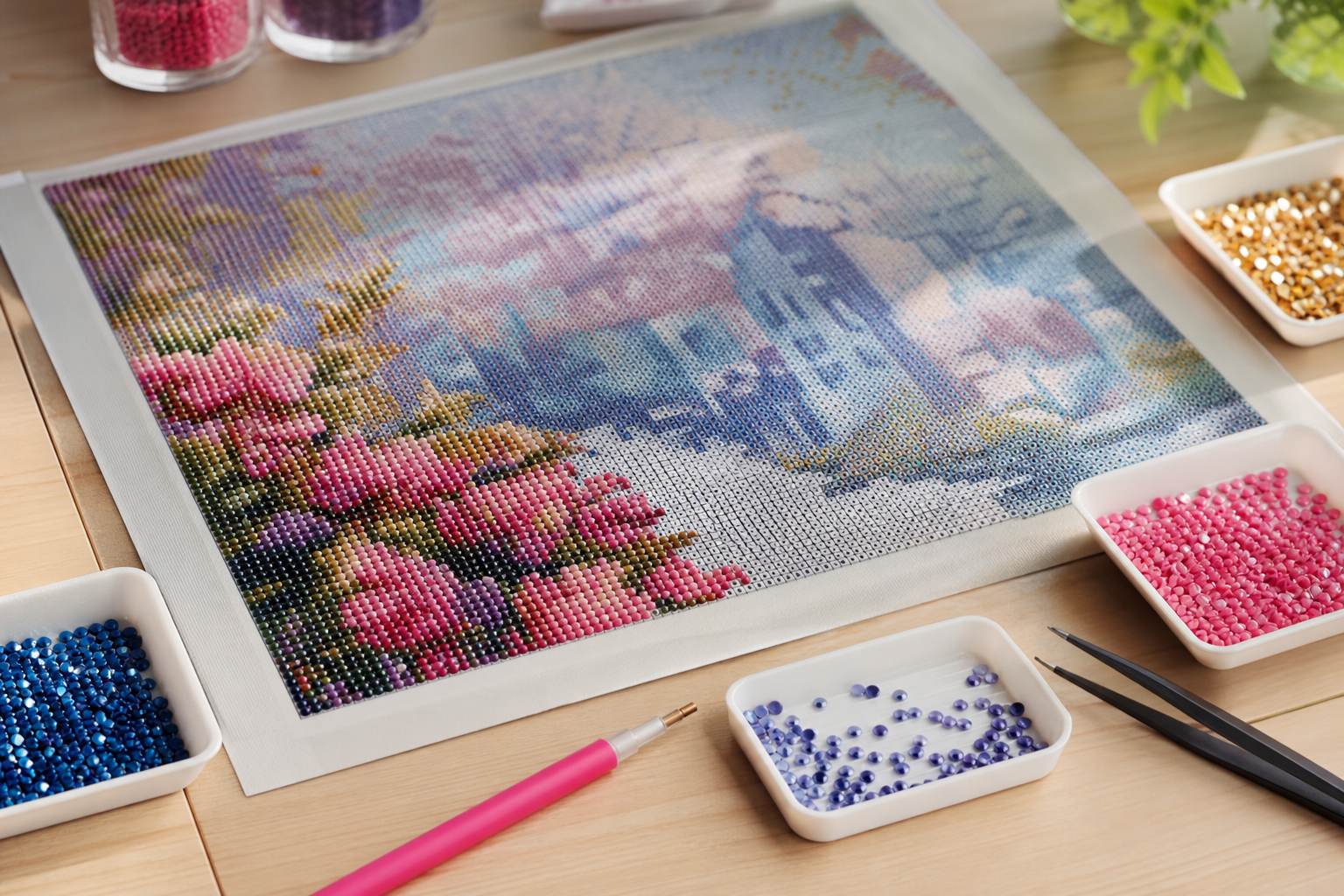Le tableau diamant transforme une toile codée en décor brillant